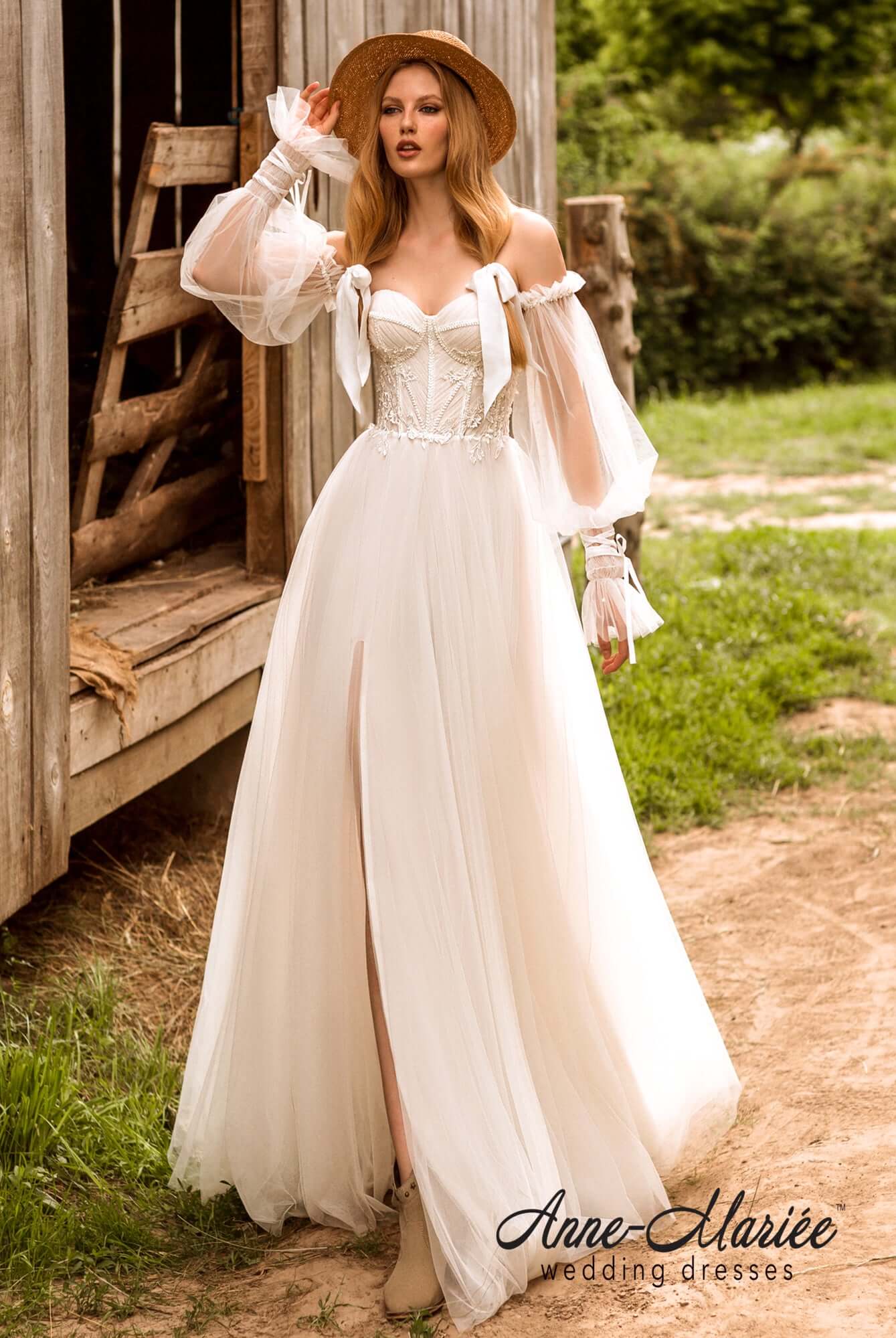 Aime Open back A-line Strapless Wedding Dress Front