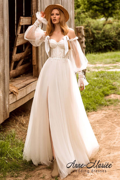 Aime Open back A-line Strapless Wedding Dress Front