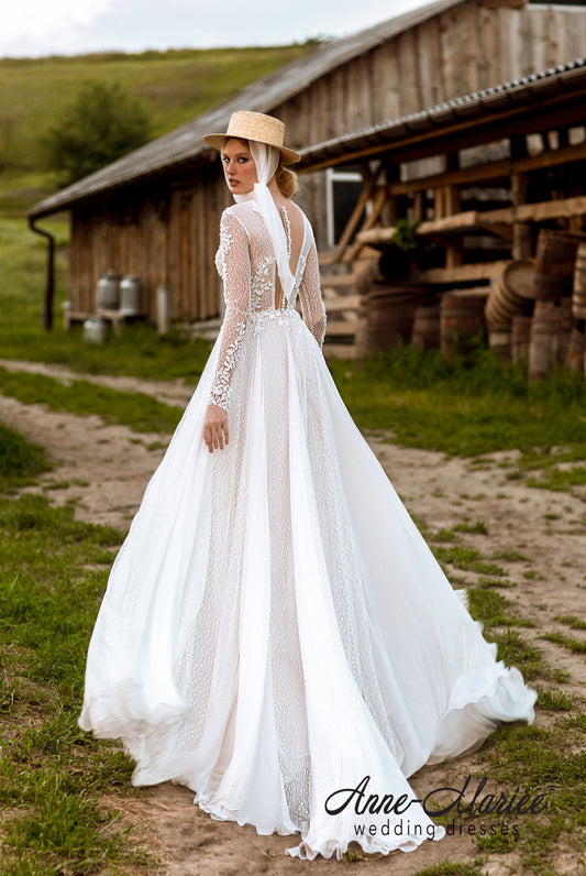 Celiane A-line Illusion Ivory Dustyrose Wedding dress
