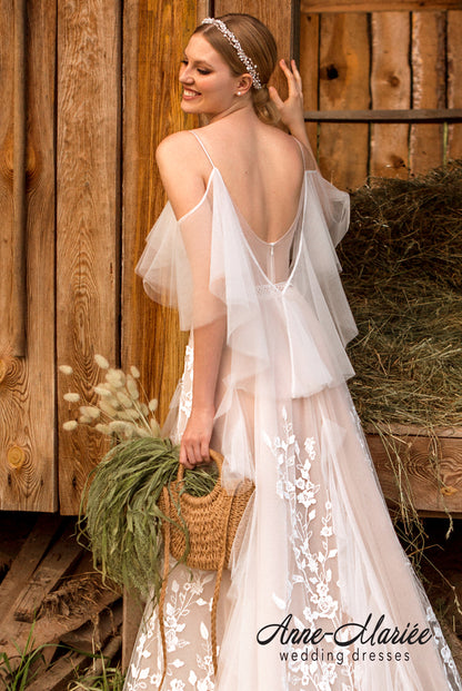 Dominic Open back Tulip Straps Wedding Dress 3