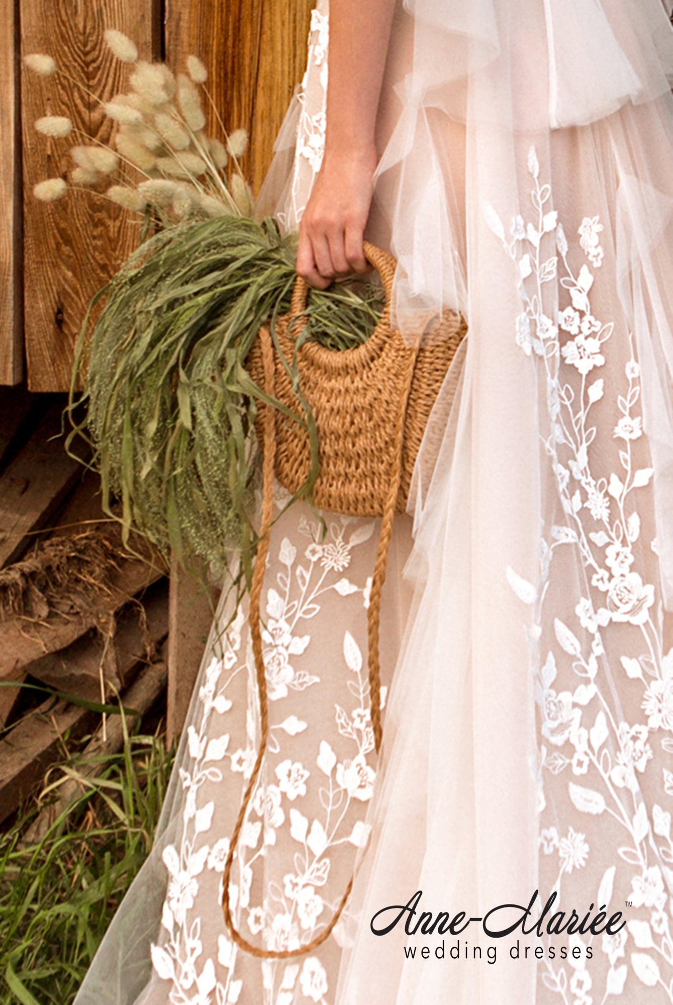 Dominic A-line Deep V-neck Ivory Dustyrose Wedding dress