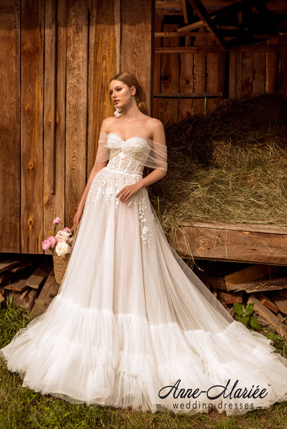 Florian Open back A-line Strapless Wedding Dress 5