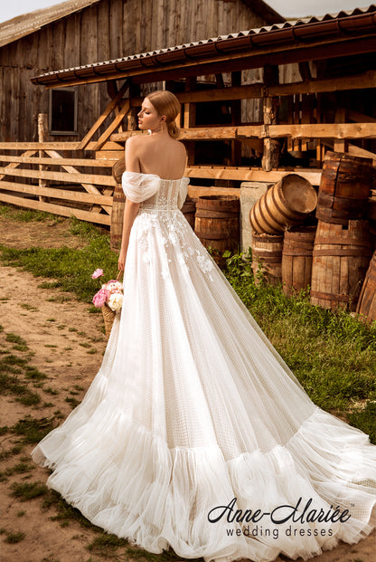 Florian Open back A-line Strapless Wedding Dress Back