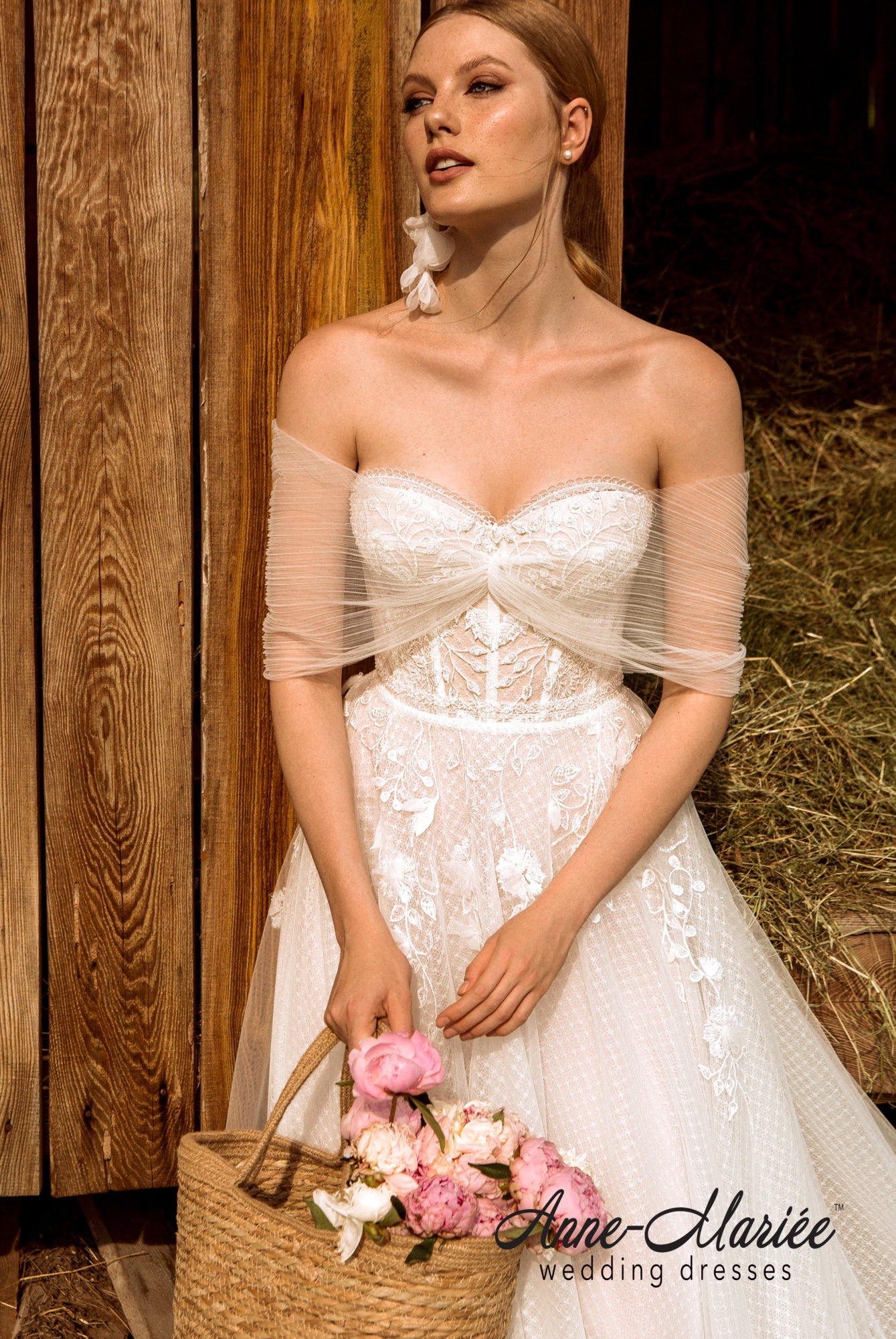 Florian A-line Off-shoulder/Drop shoulders Ivory Wedding dress