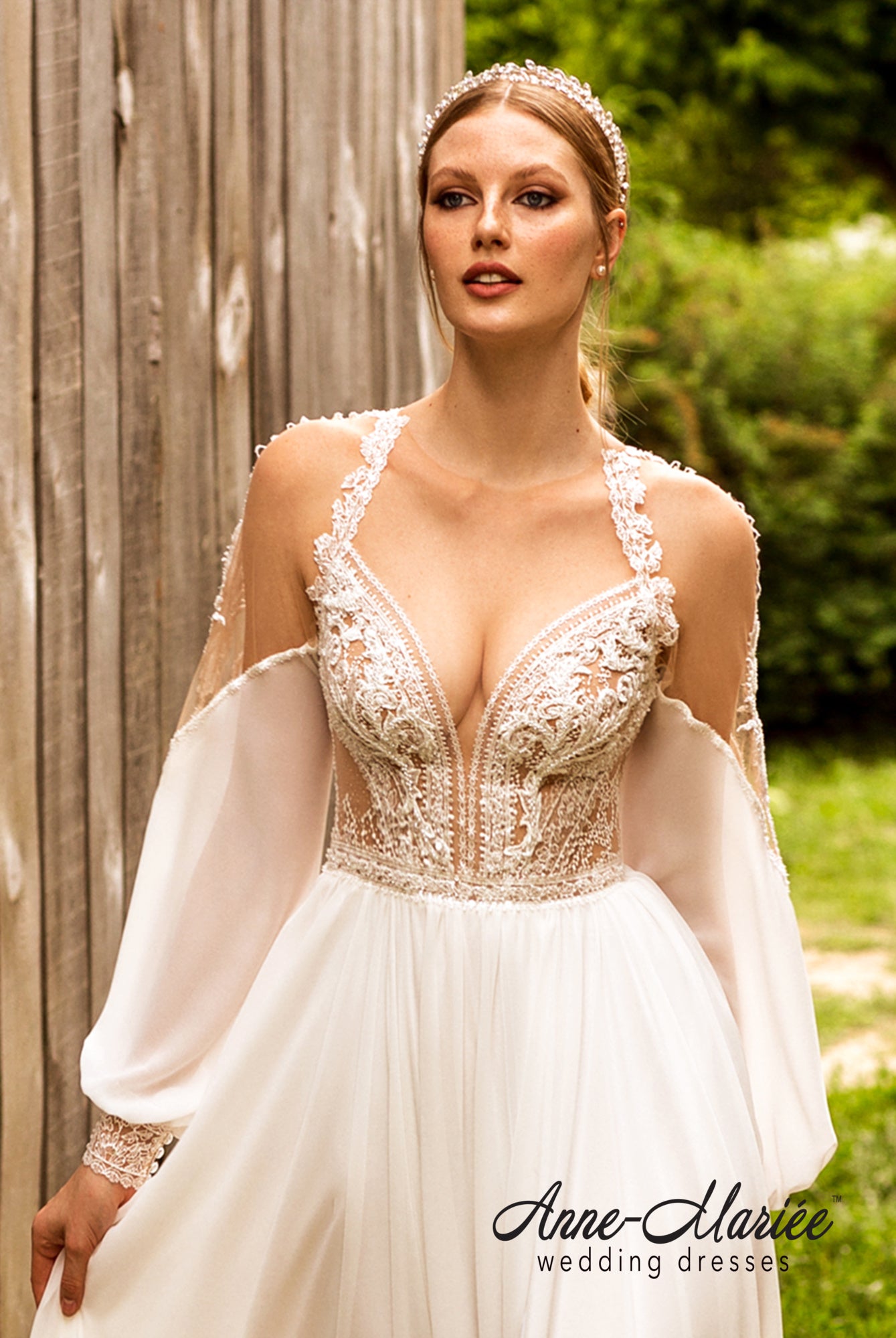 Fride A-line Illusion Ivory Wedding dress