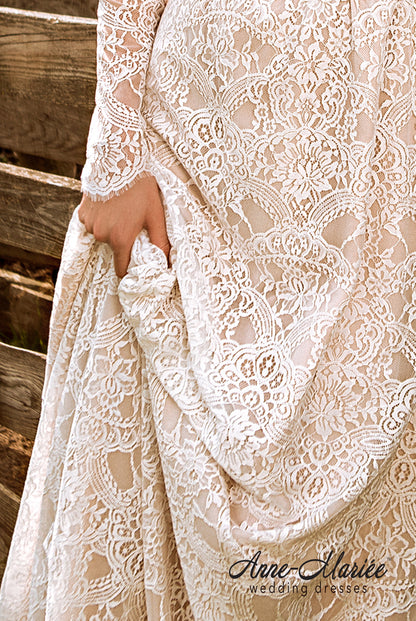Ida Open back A-line Long sleeve Wedding Dress 6