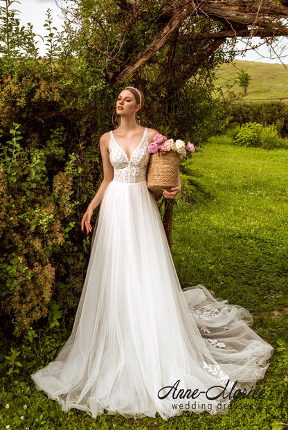 Irmana Open back A-line Straps Wedding Dress 5