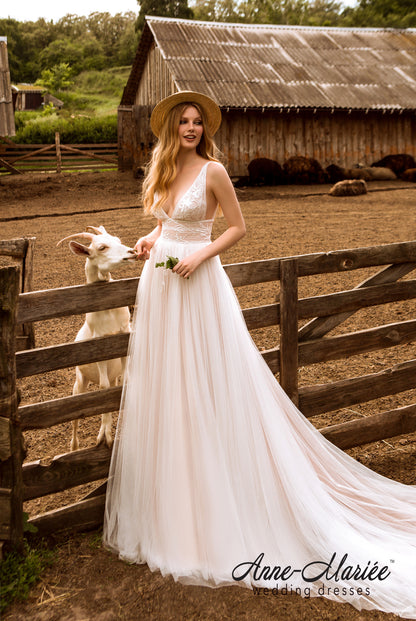 Madlene Open back A-line Straps Wedding Dress 6