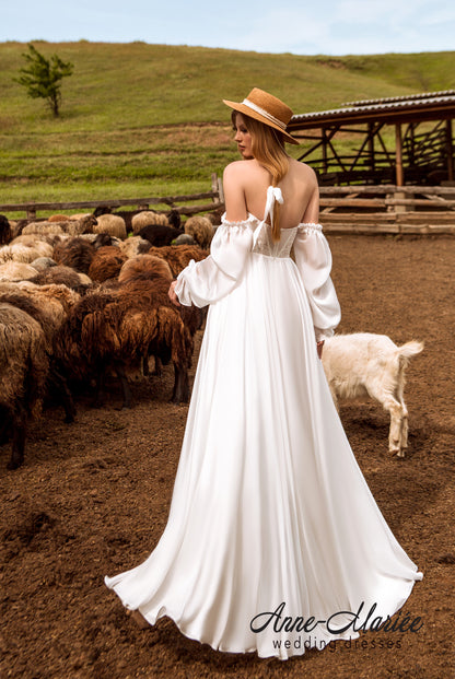 Nelly Open back A-line Strapless Wedding Dress Back