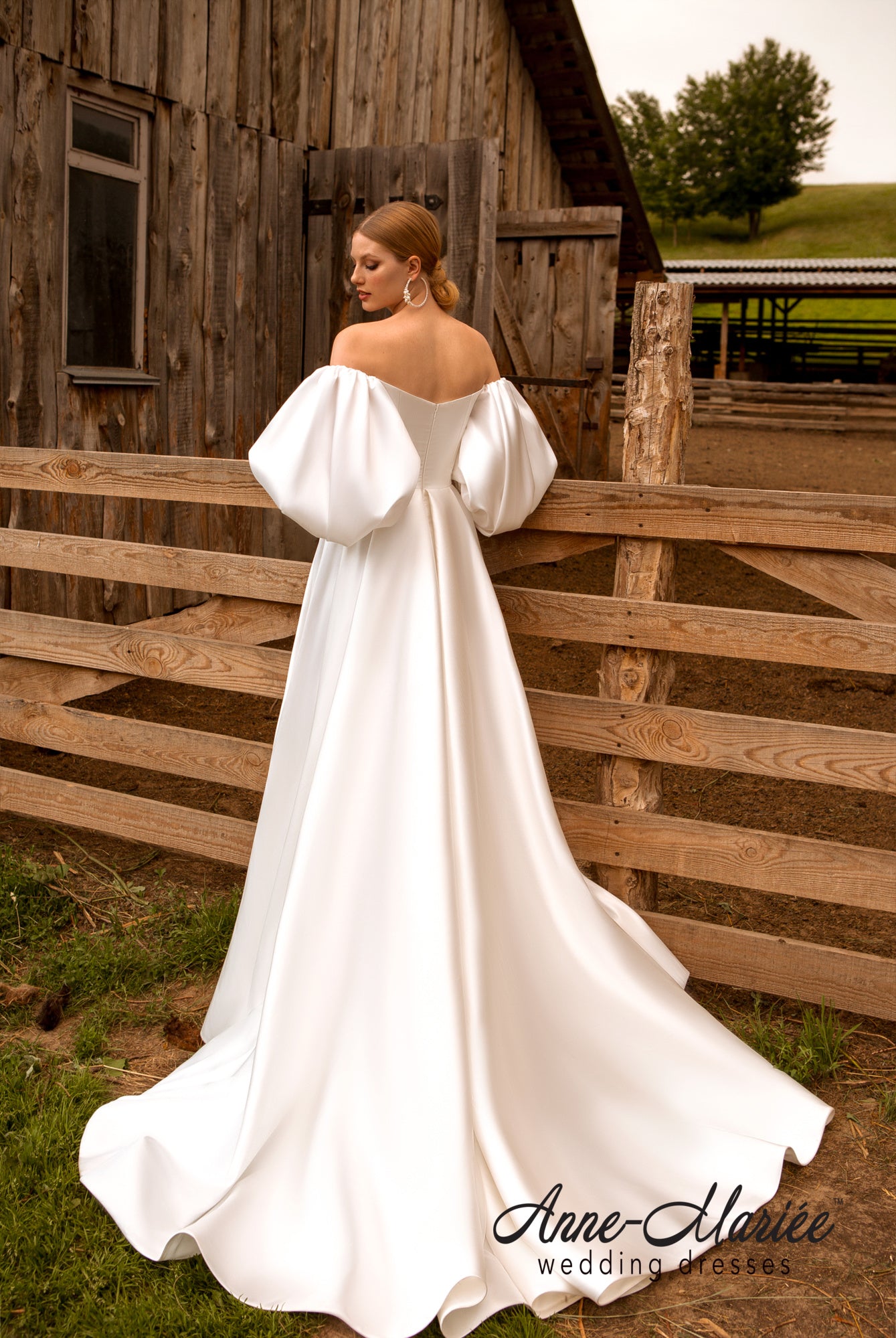 Rita Open back A-line 3/4 sleeve Wedding Dress Back