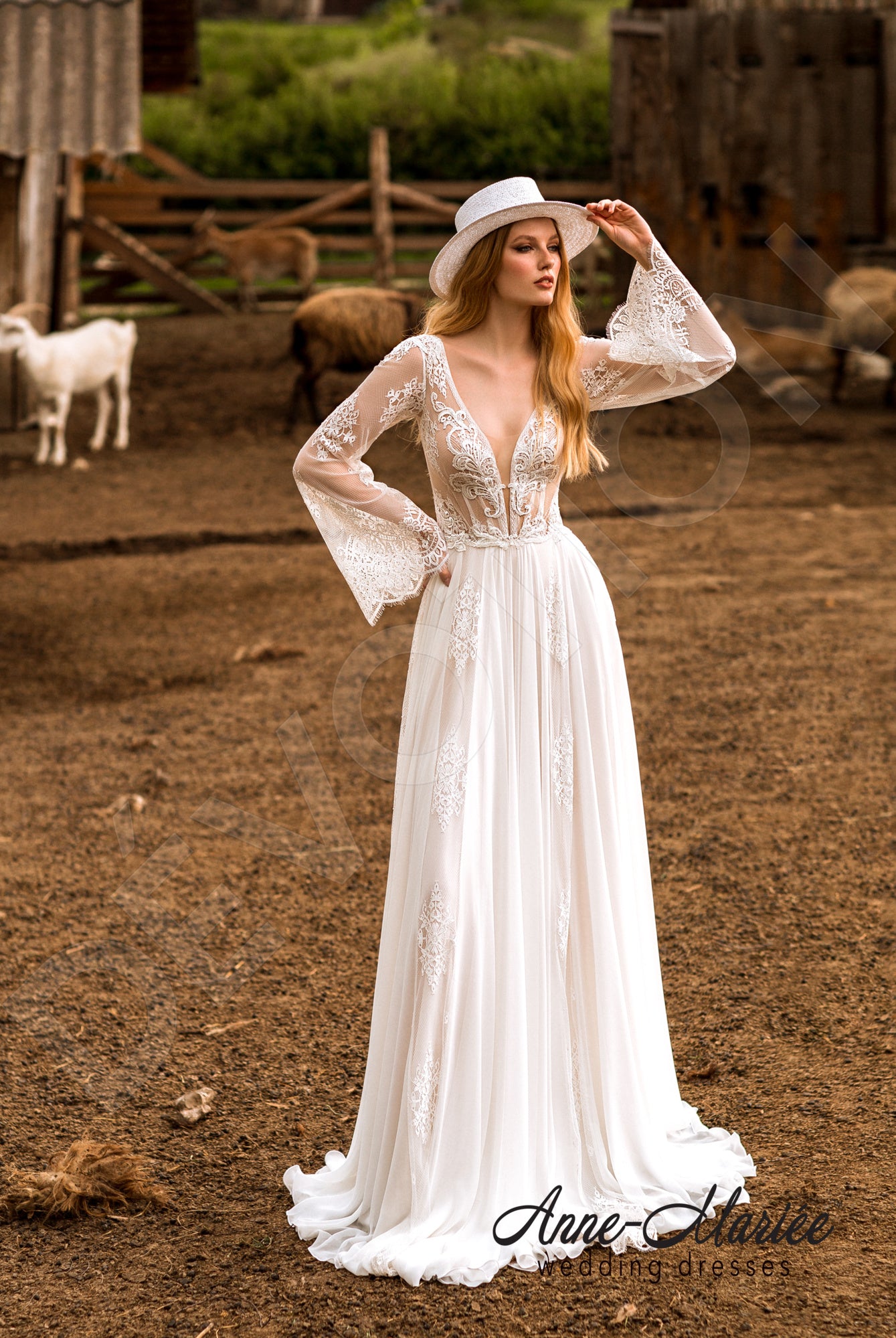 Stefanie Open back A-line Long sleeve Wedding Dress 5