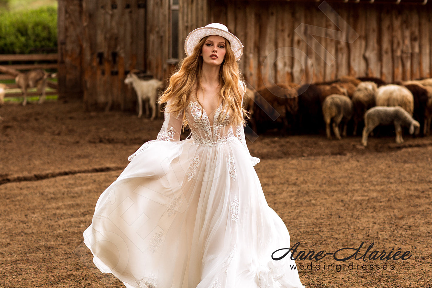 Stefanie Open back A-line Long sleeve Wedding Dress 9