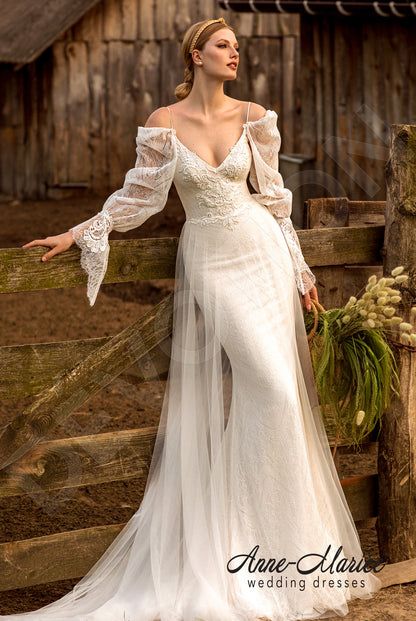 Tudal Open back Trumpet/Mermaid Straps Wedding Dress Front