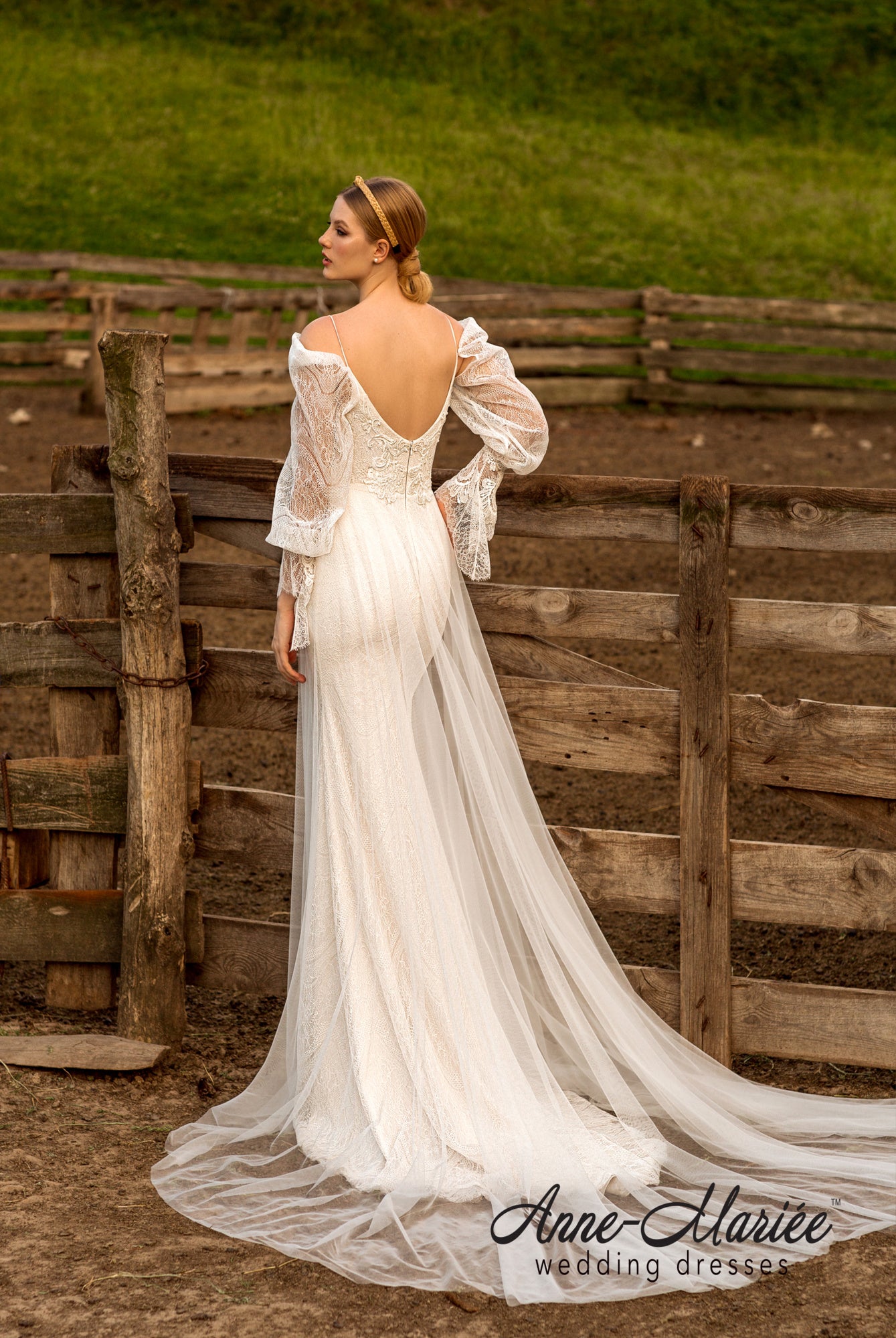 Tudal Open back Trumpet/Mermaid Straps Wedding Dress Back