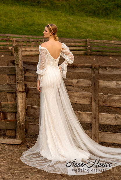 Tudal Open back Trumpet/Mermaid Straps Wedding Dress Back