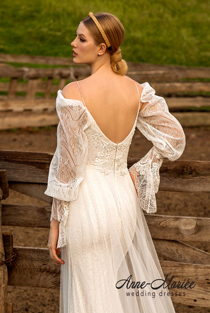 Tudal Open back Trumpet/Mermaid Straps Wedding Dress 3