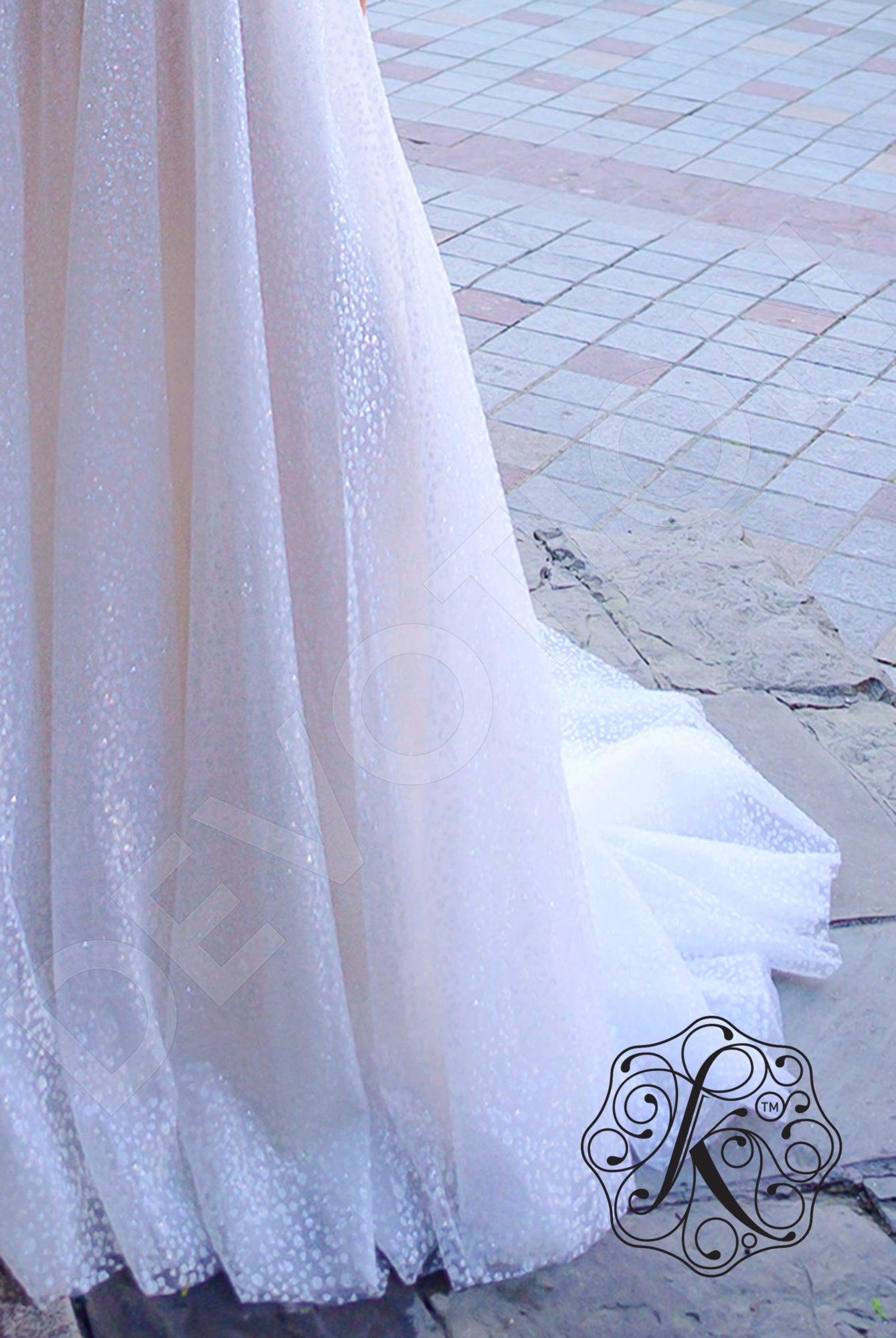Dorotea A-line Straight across Vanilla Wedding dress