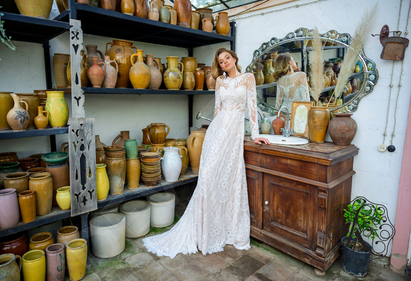 Eros Full back A-line Long sleeve Wedding Dress 7