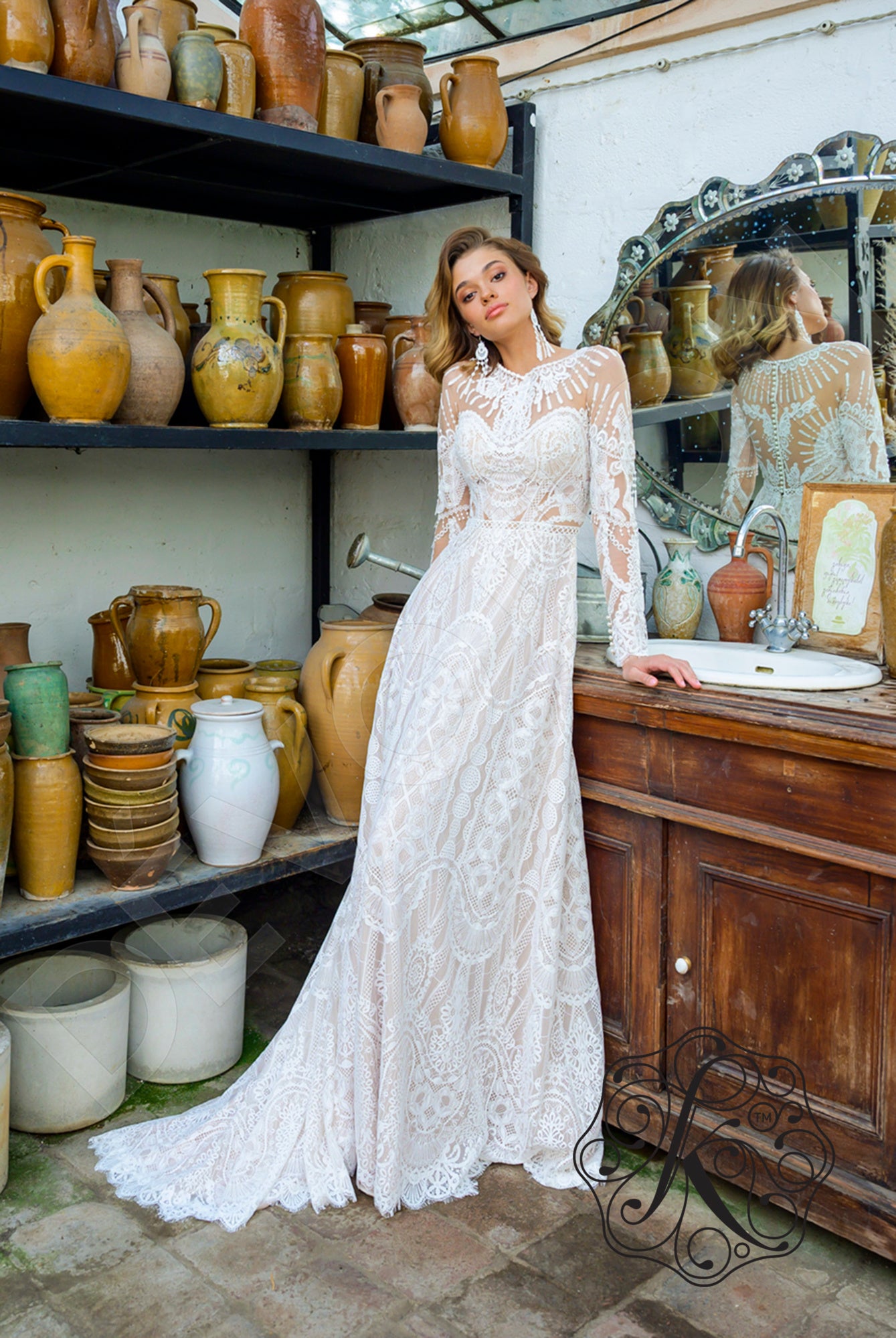 Eros Full back A-line Long sleeve Wedding Dress 5