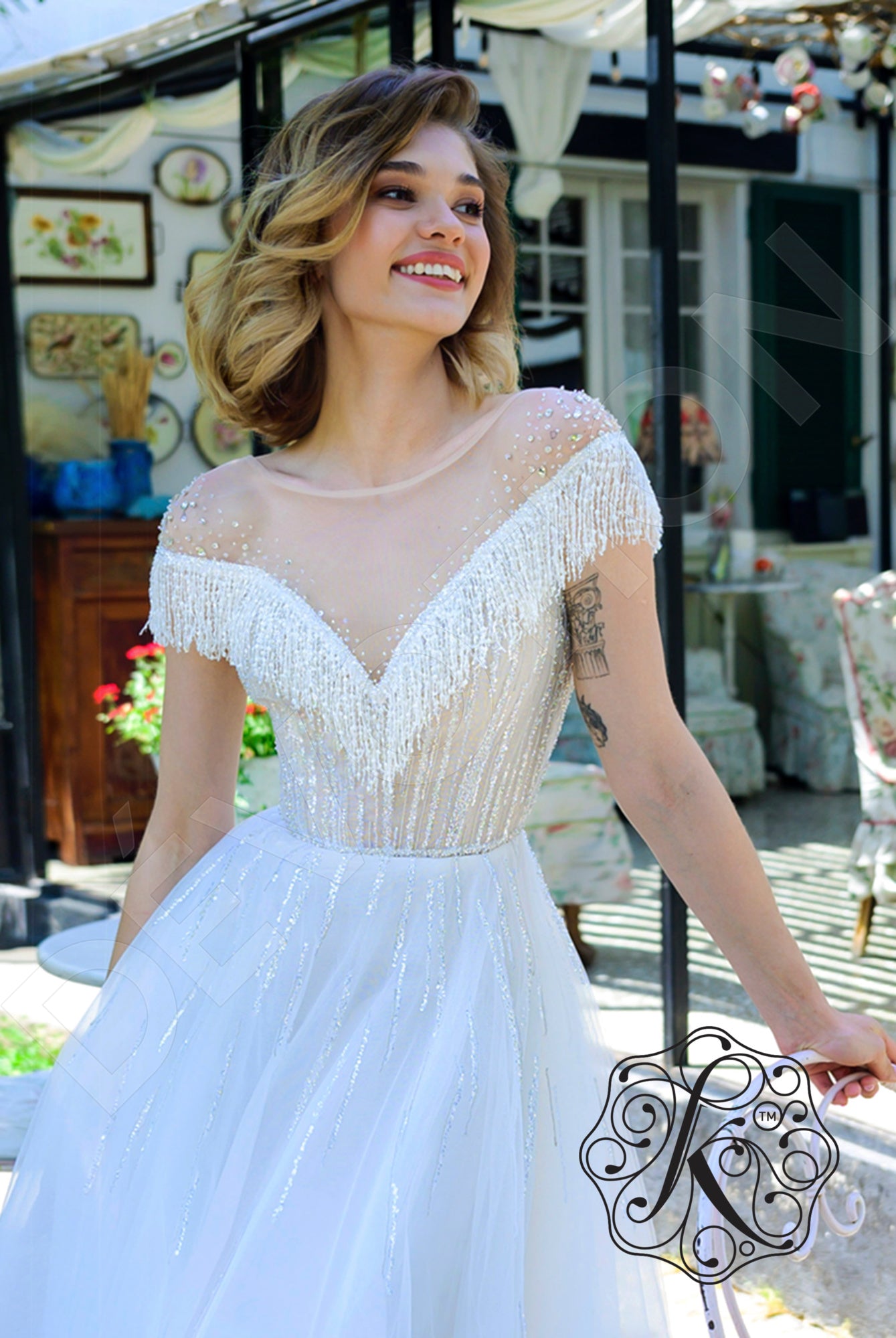 Lariel A-line Illusion Vanilla Wedding dress