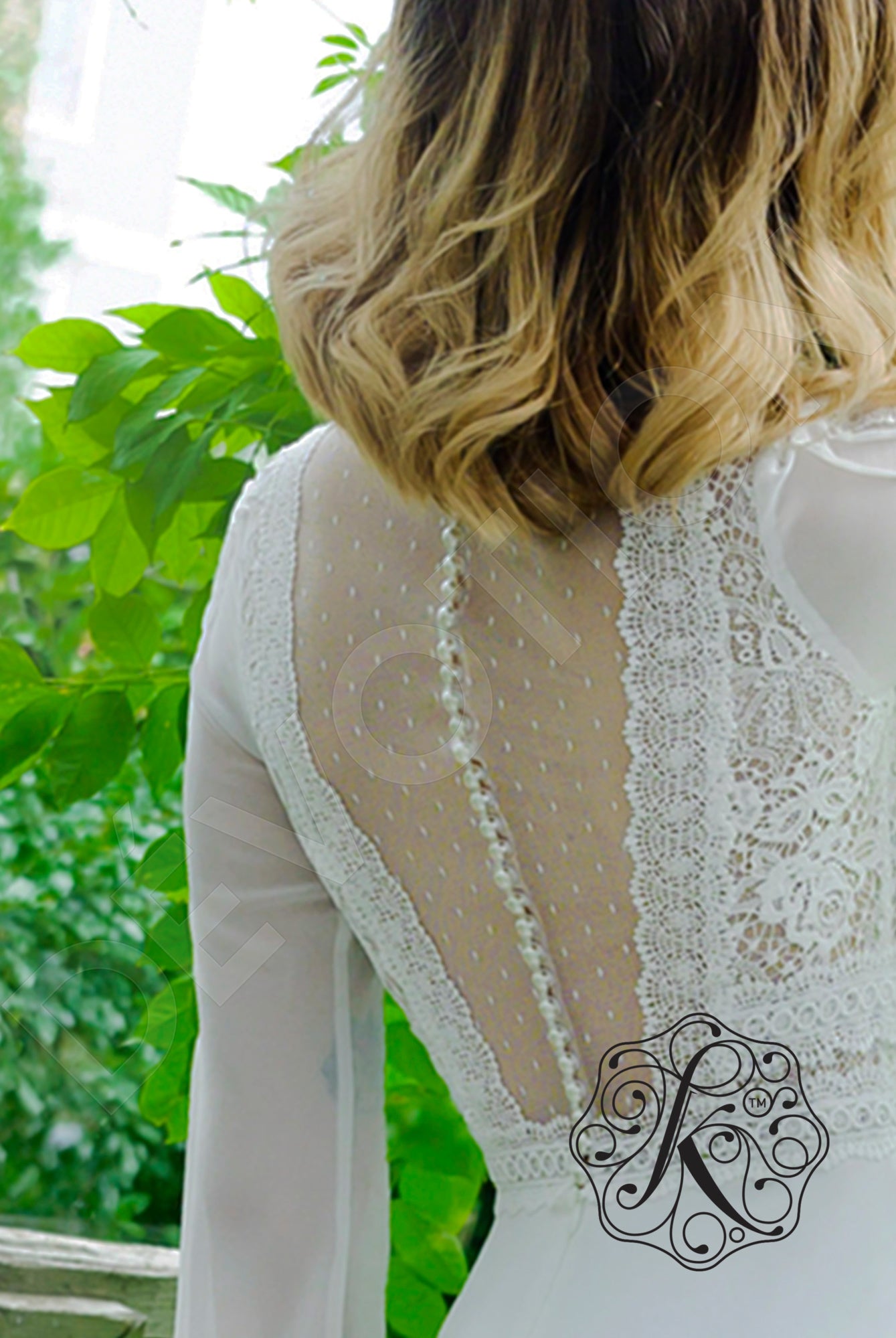Rudvi A-line Deep V-neck OffWhite Wedding dress