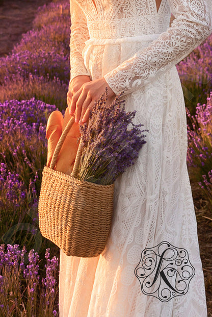 Lita Open back A-line Long sleeve Wedding Dress 6
