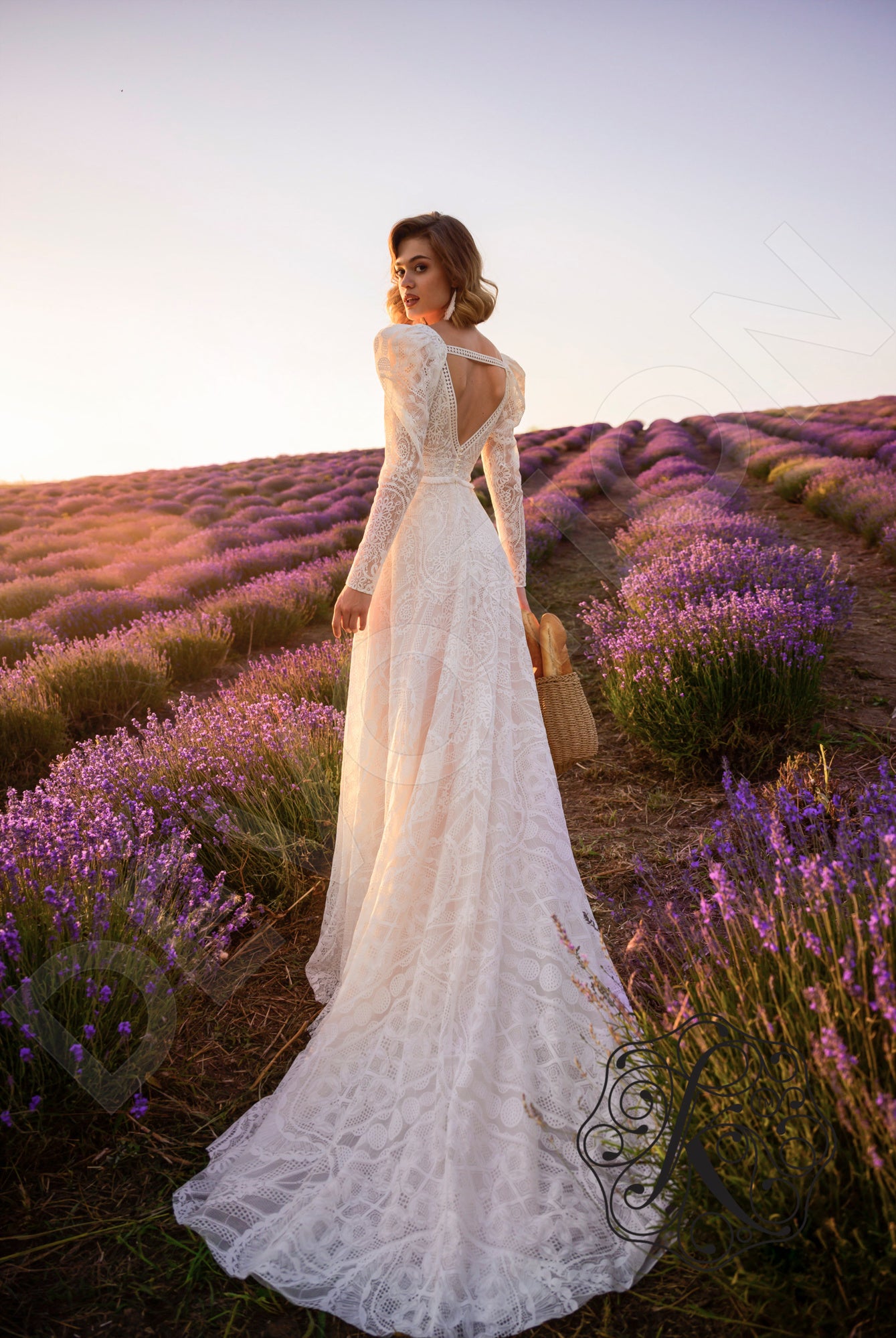 Lita Open back A-line Long sleeve Wedding Dress Back
