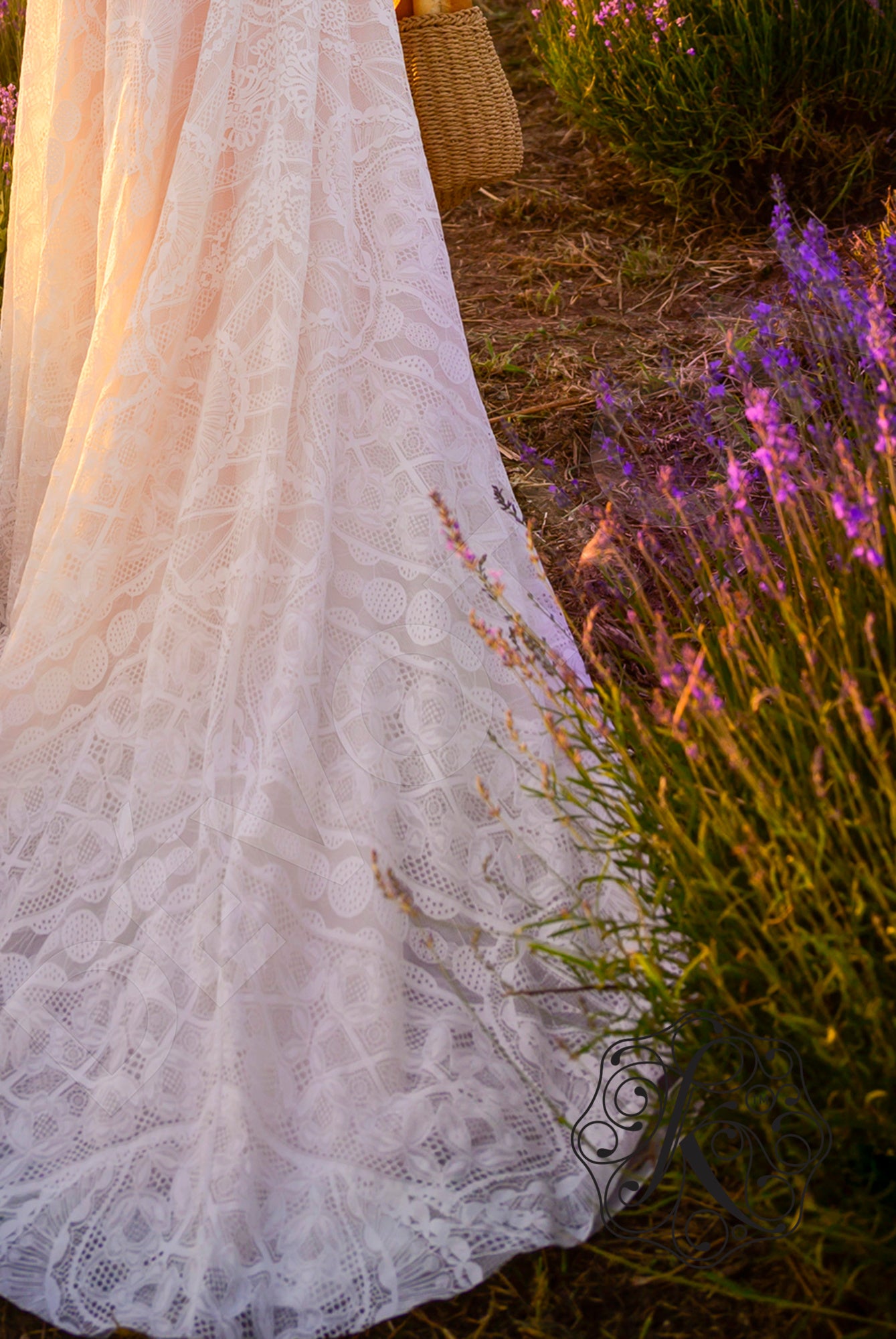 Lita A-line Deep V-neck Vanilla Wedding dress