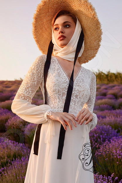 Aksia Full back A-line Long sleeve Wedding Dress 2