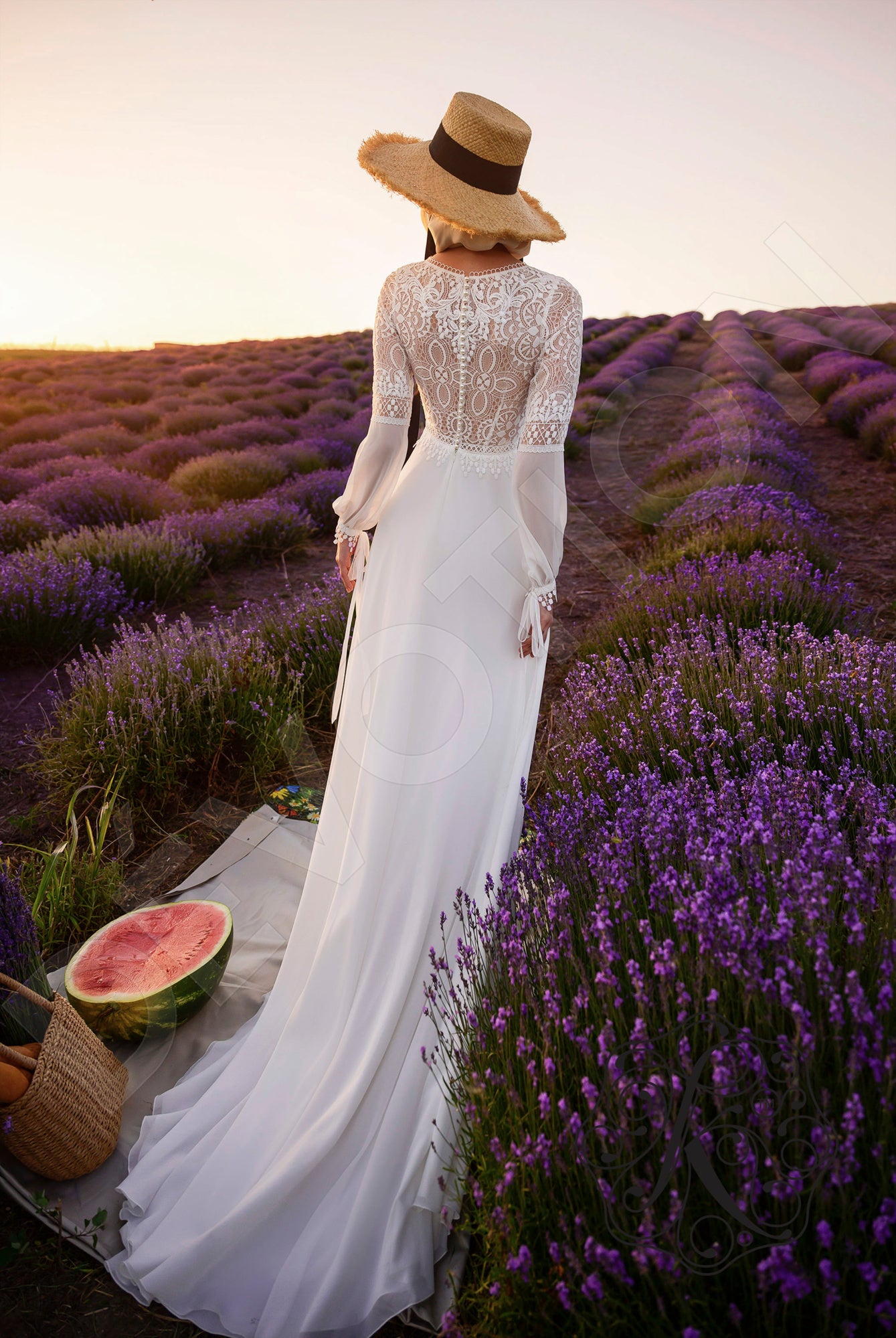 Aksia Full back A-line Long sleeve Wedding Dress Back