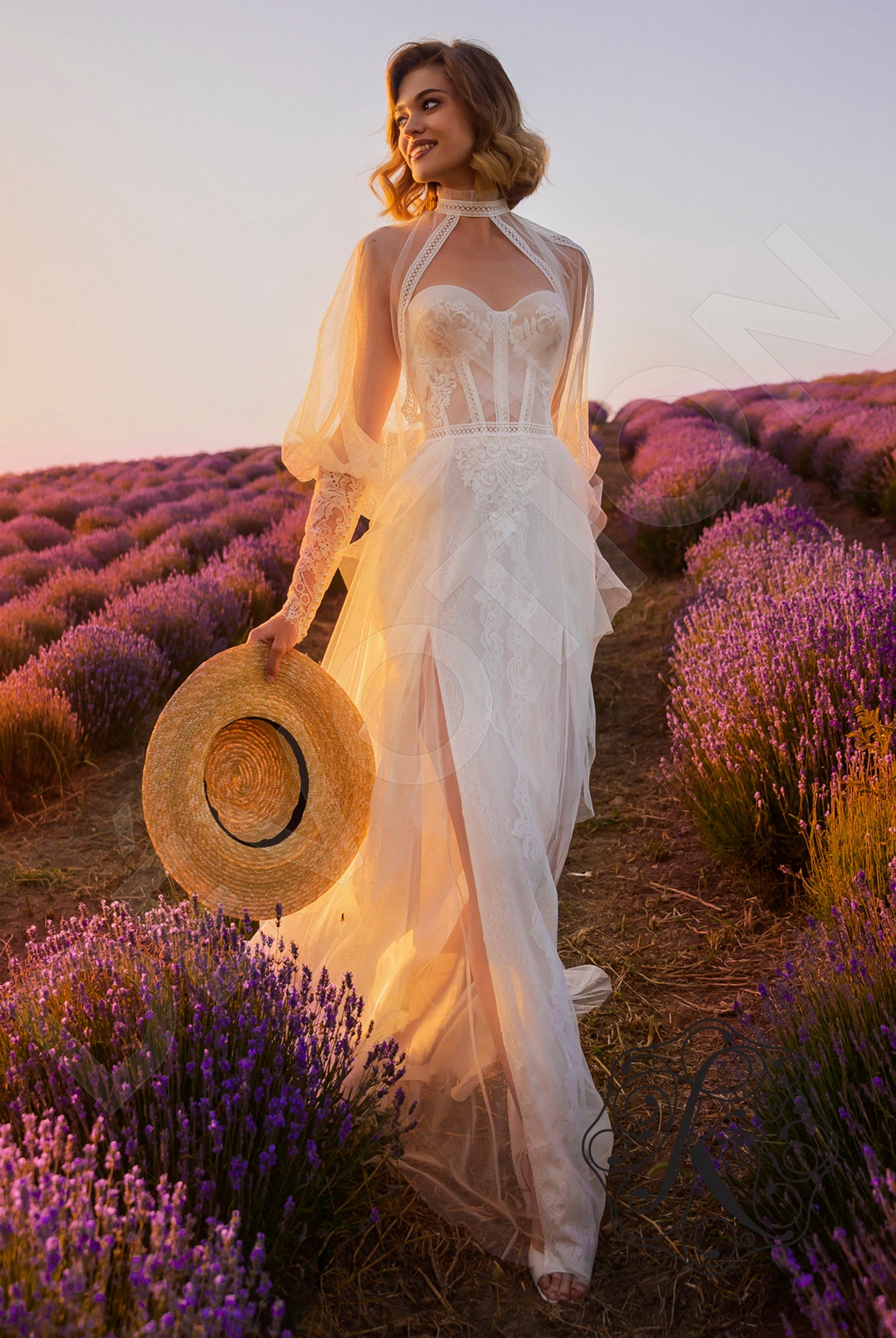 Armel Open back A-line Strapless Wedding Dress Front