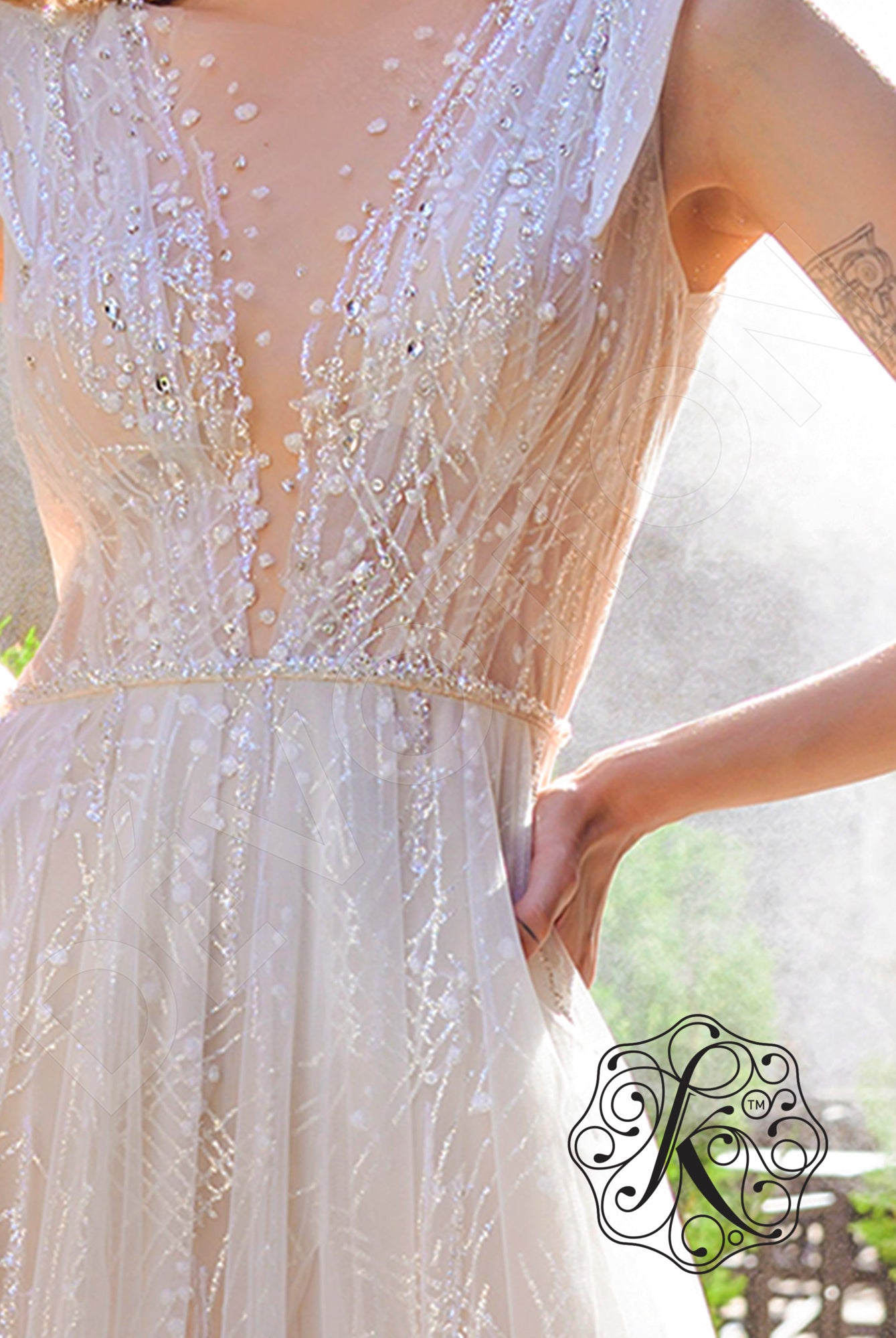 Aridel A-line Illusion Latte Wedding dress