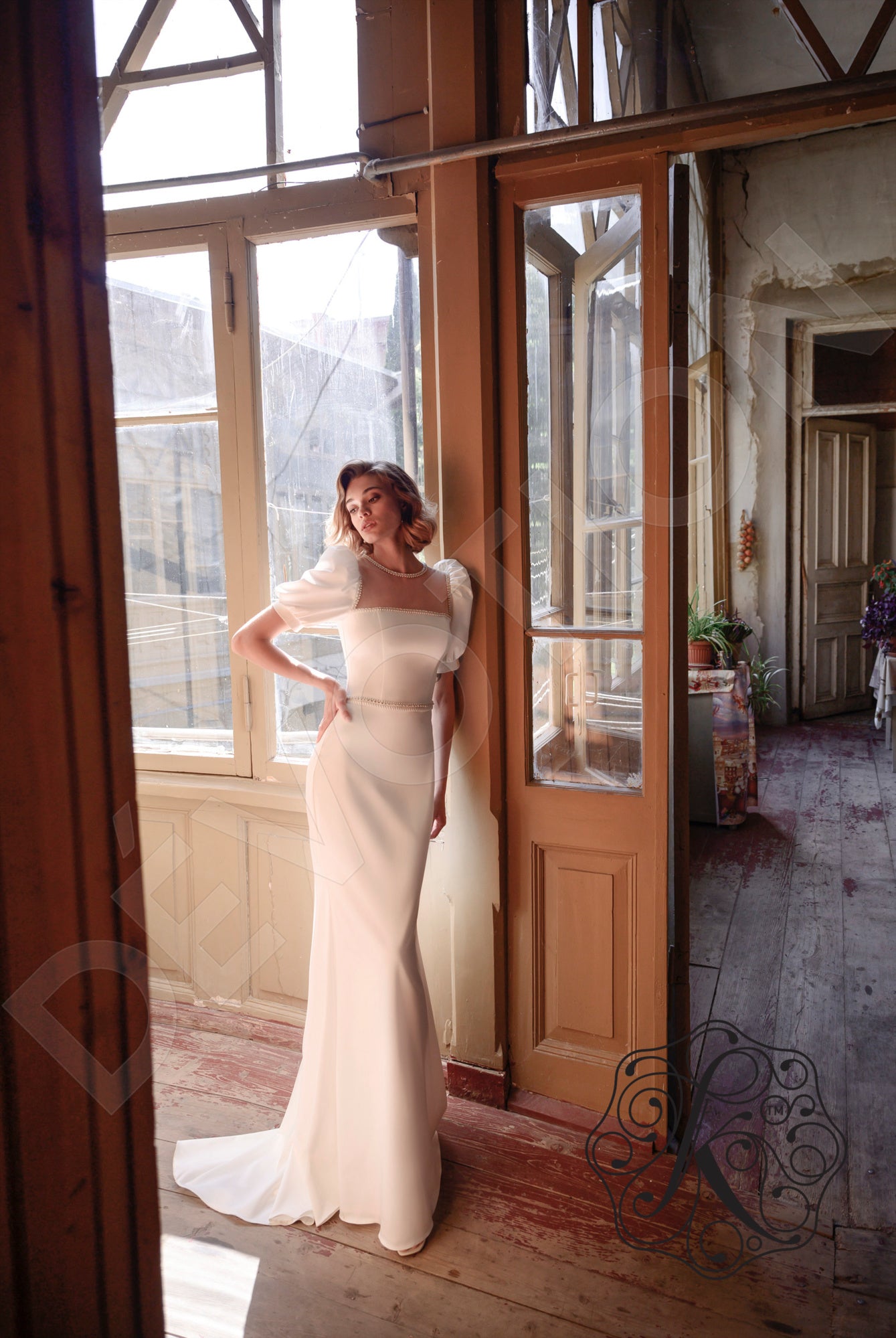 Ruffi Trumpet/Mermaid Jewel OffWhite Wedding dress