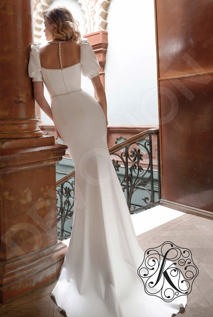 Ruffi Full back Trumpet/Mermaid Short/ Cap sleeve Wedding Dress 5