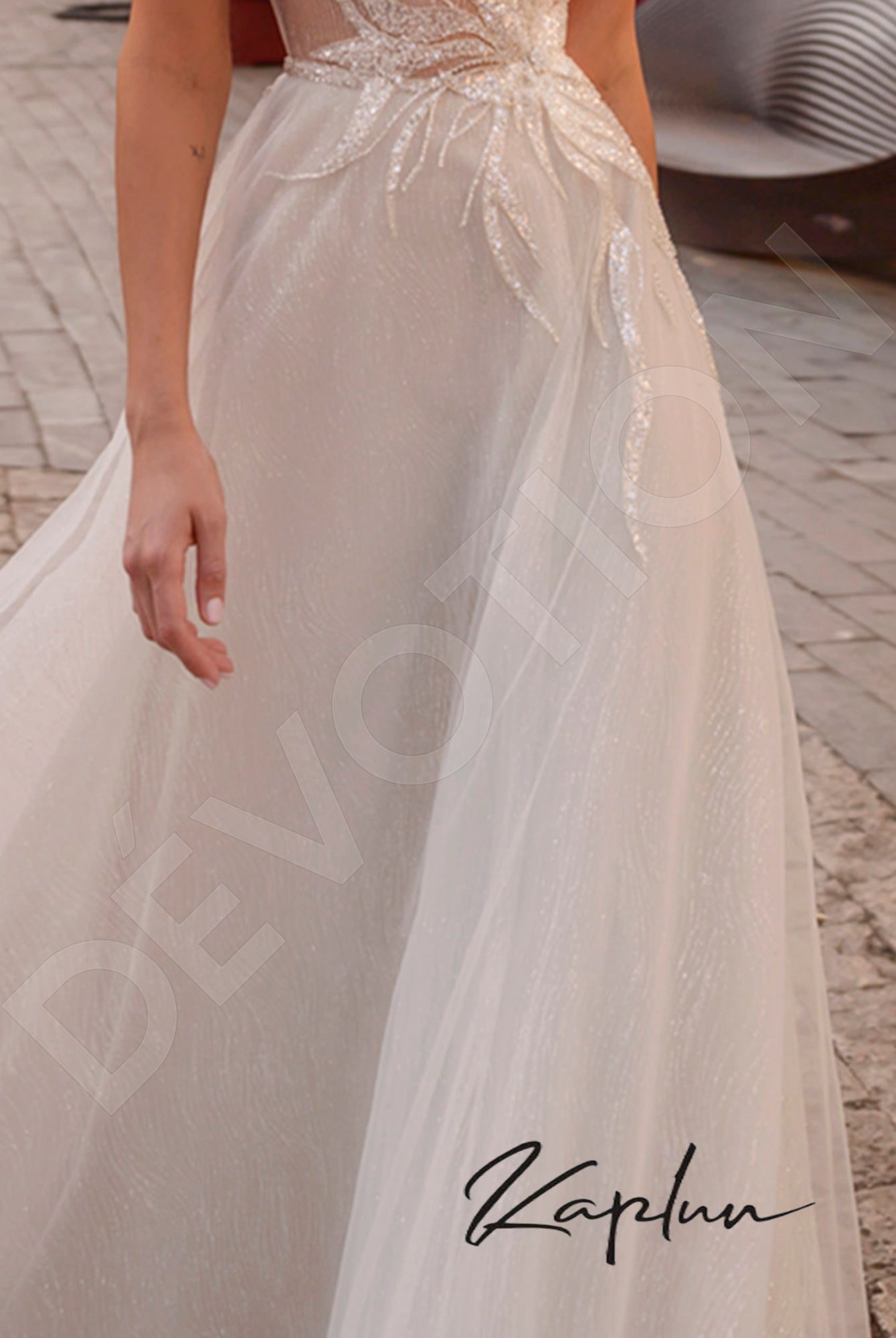Artemida A-line Illusion Latte Wedding dress