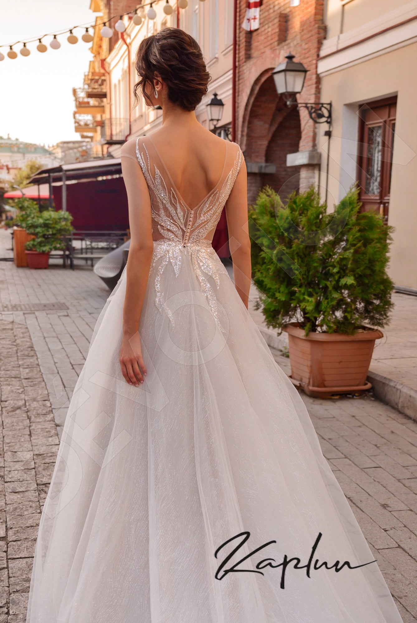 Artemida A-line Illusion Latte Wedding dress
