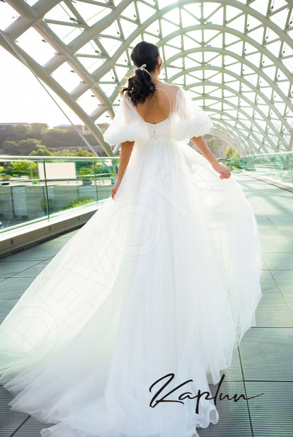 Enton Open back A-line 3/4 sleeve Wedding Dress Back