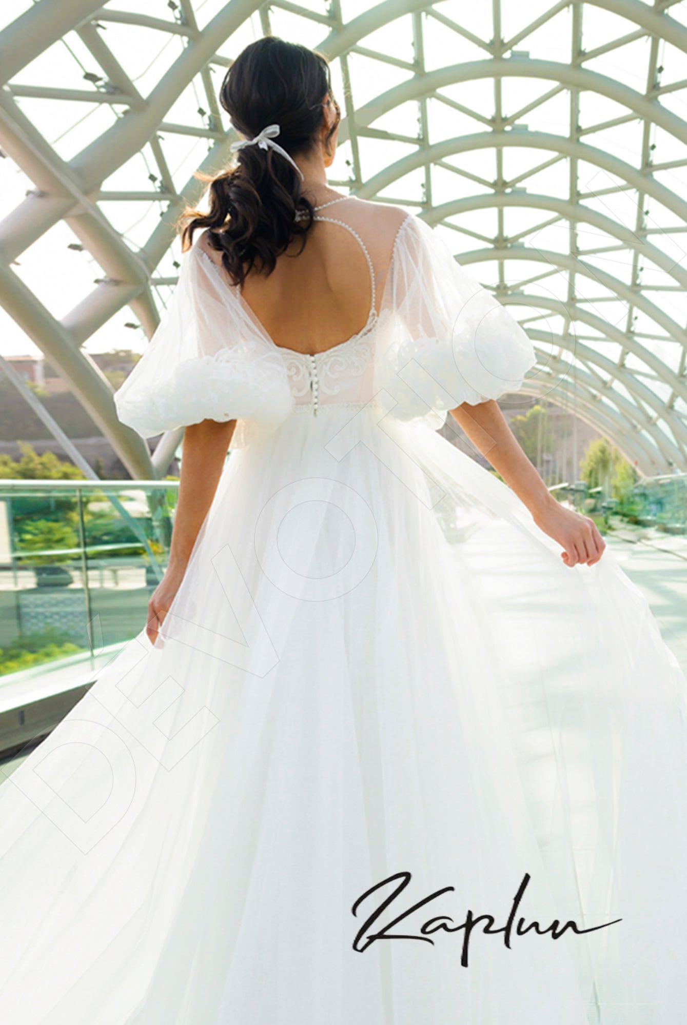 Enton A-line Boat/Bateau OffWhite Wedding dress