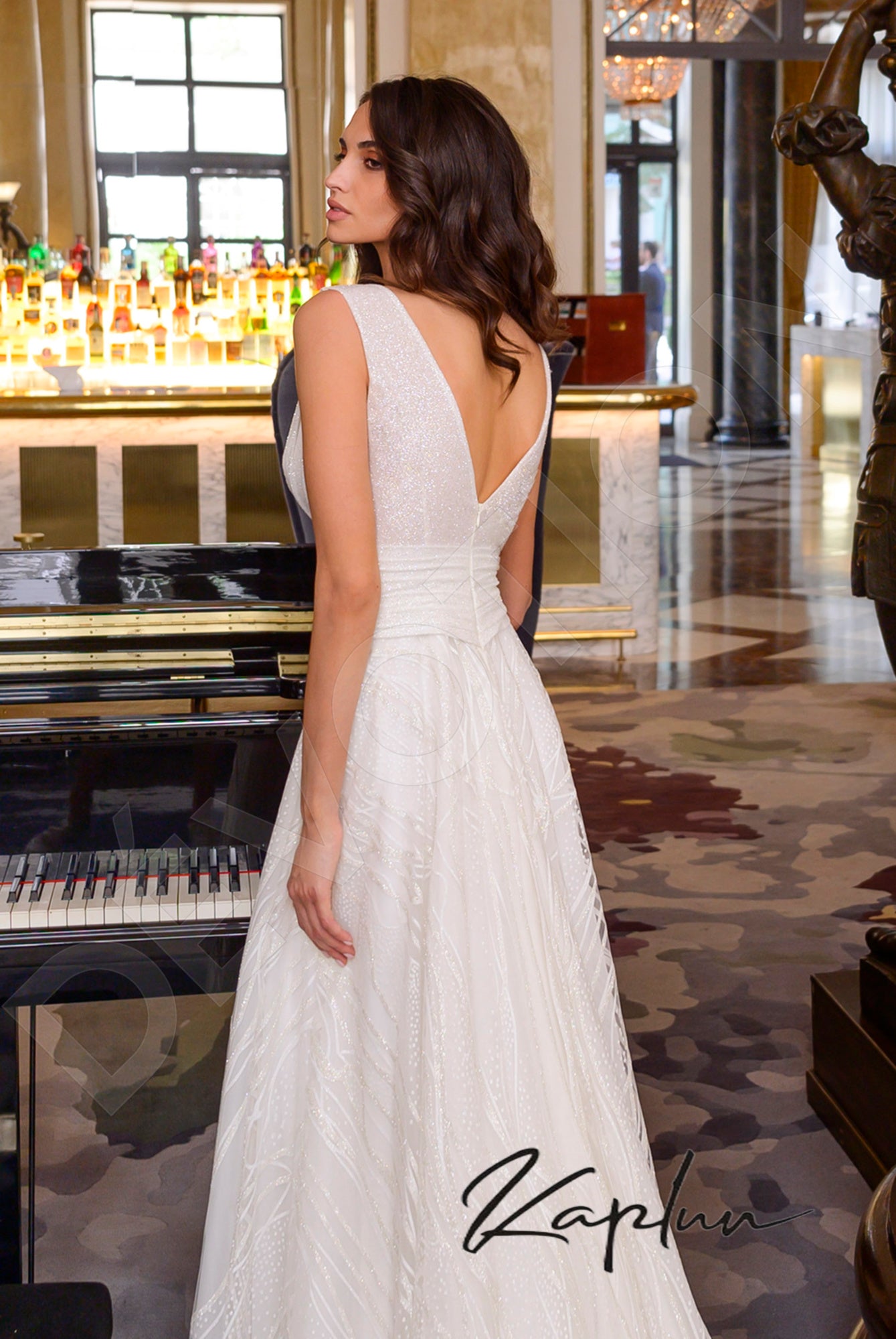 Shakira A-line Deep V-neck OffWhite Wedding dress