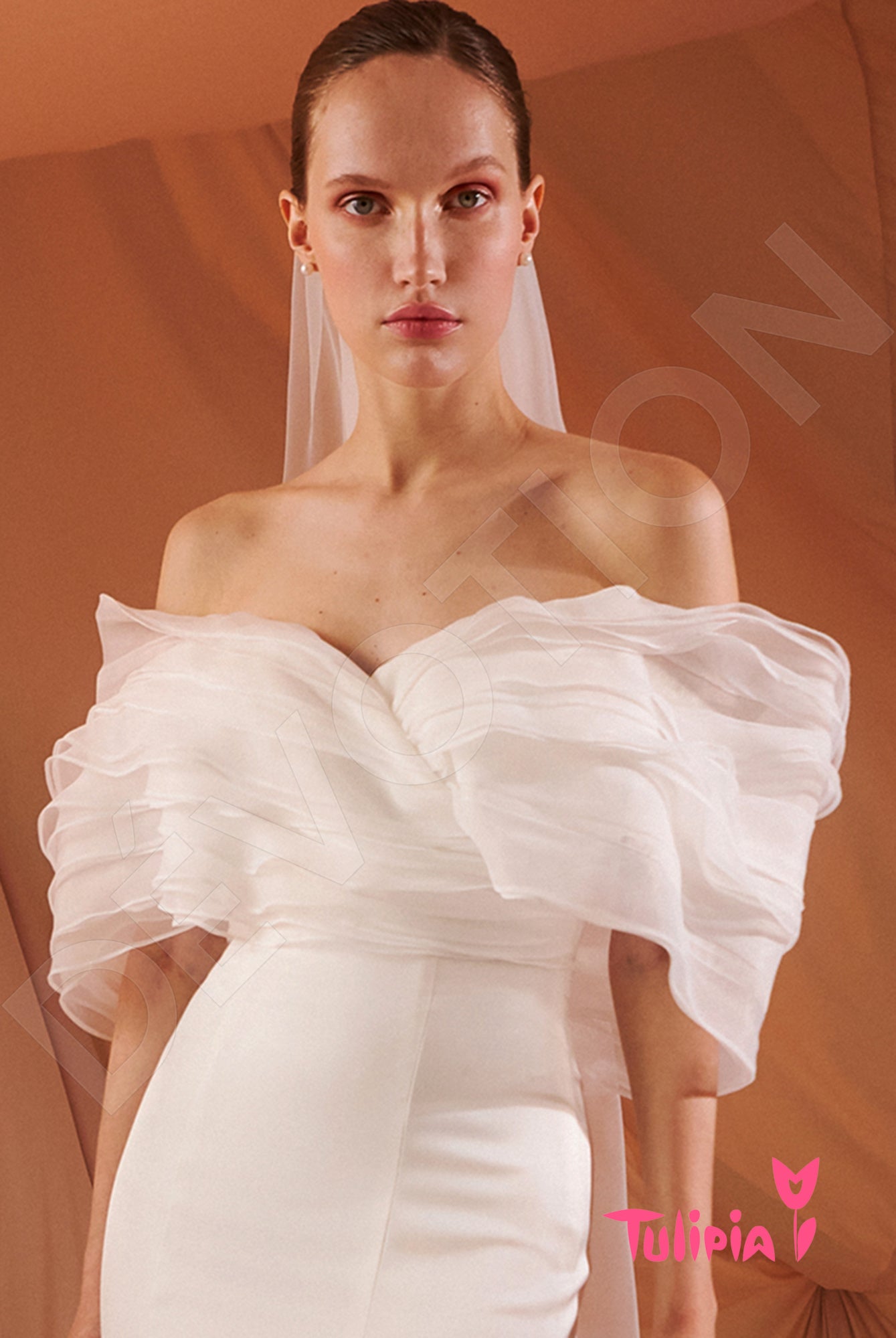 Allegra Trumpet/Mermaid Off-shoulder/Drop shoulders Milk Wedding dress