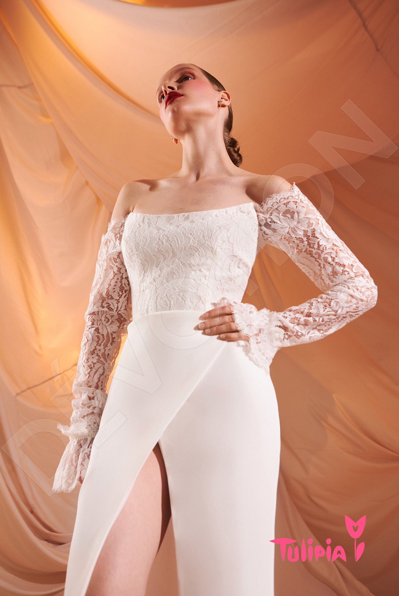 Gioconda Open back Trumpet/Mermaid Long sleeve Wedding Dress 4