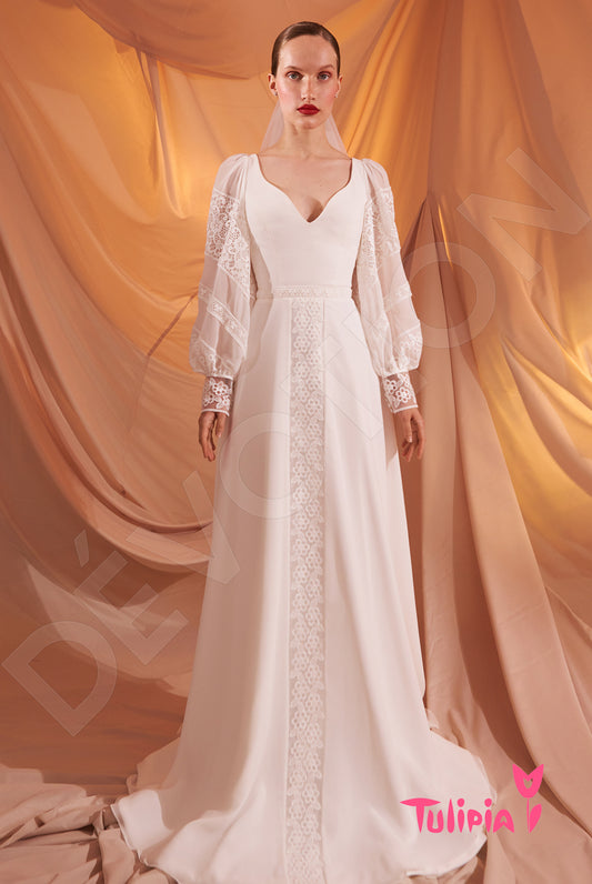 Romola A-line V-neck Milk Wedding dress
