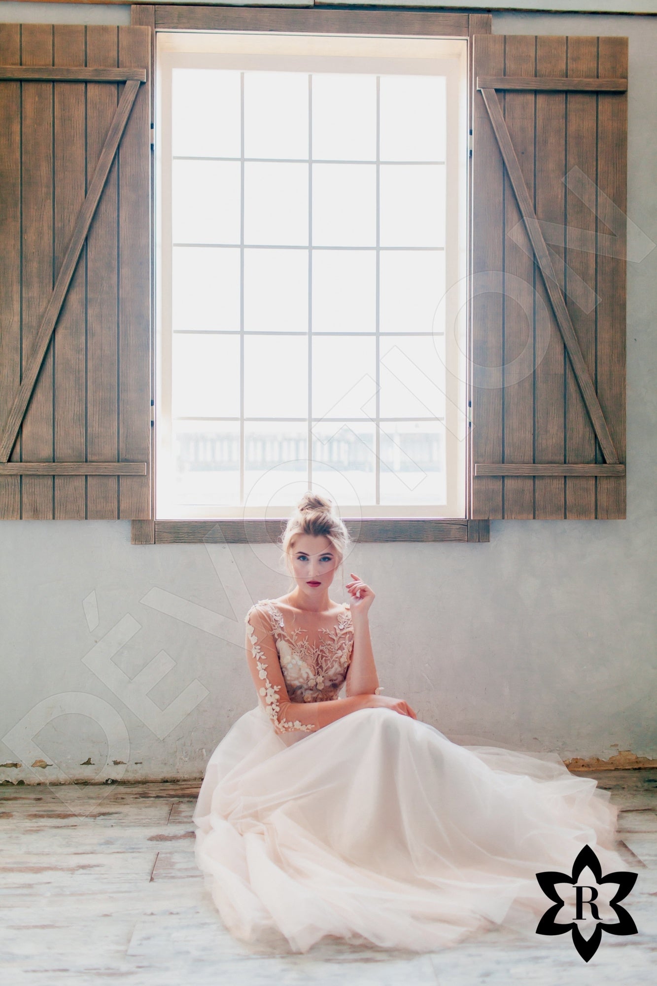 Ariela A-line Illusion Sand Wedding dress