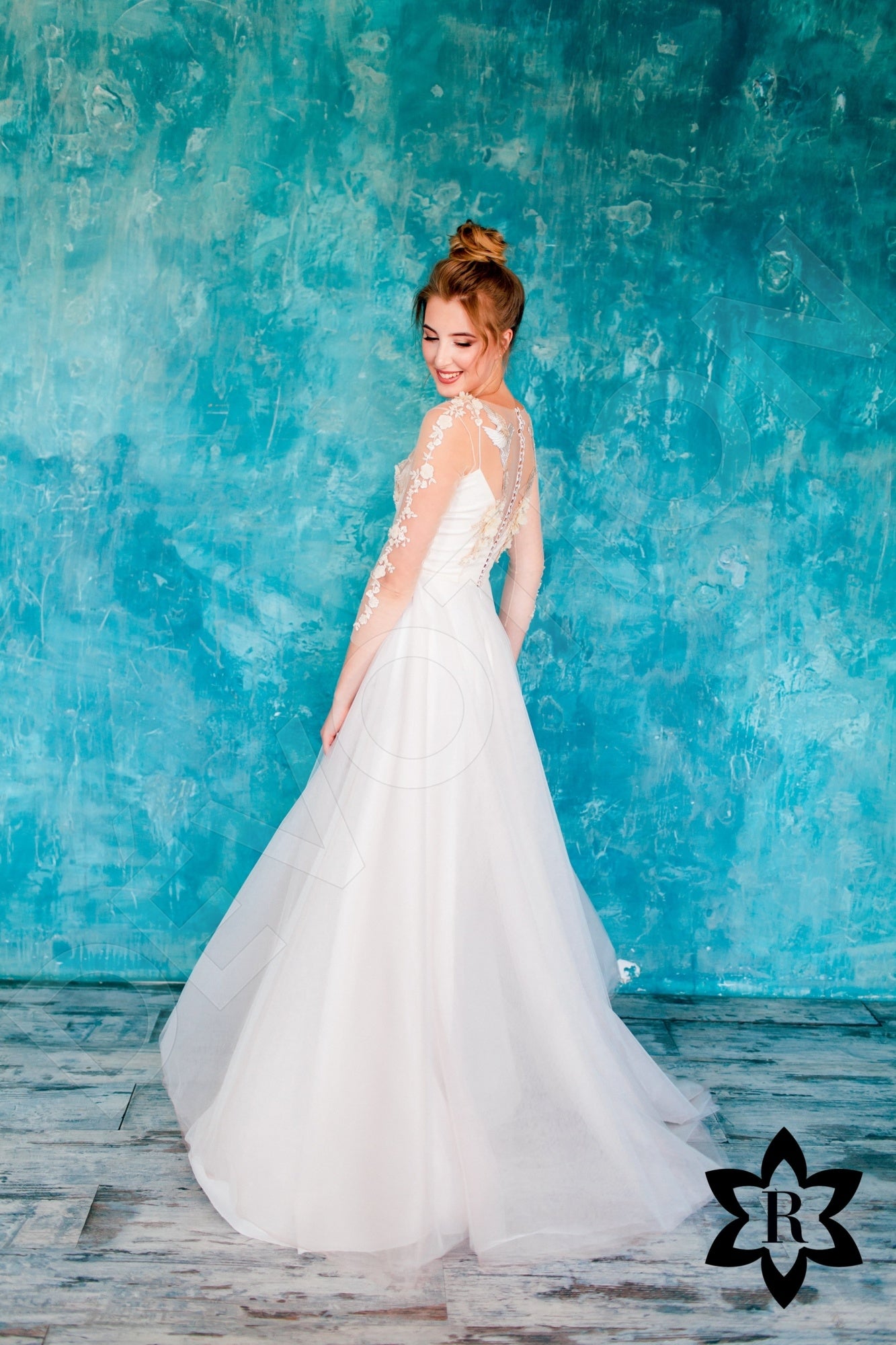 Ariela A-line Illusion Sand Wedding dress