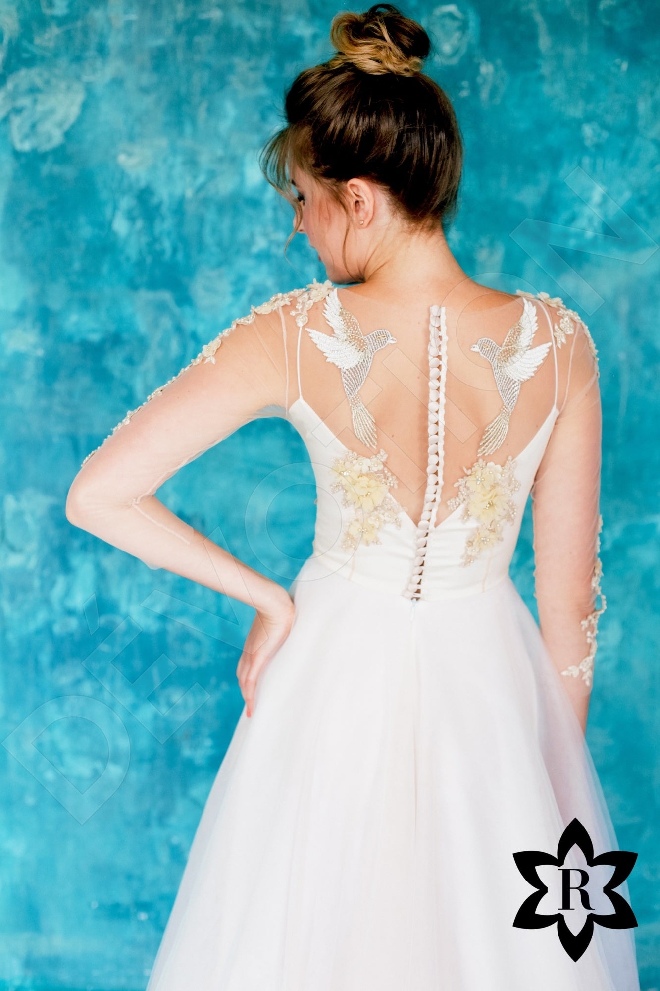Ariela A-line Illusion Sand Wedding dress