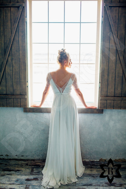 Erelima Open back A-line Short/ Cap sleeve Wedding Dress 9