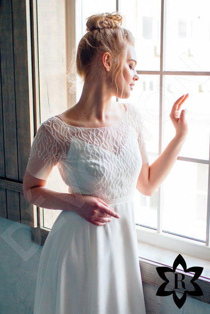 Erelima Open back A-line Short/ Cap sleeve Wedding Dress 2
