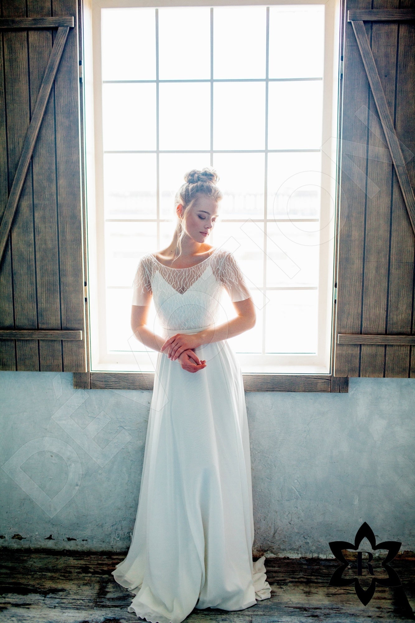 Erelima Open back A-line Short/ Cap sleeve Wedding Dress 10