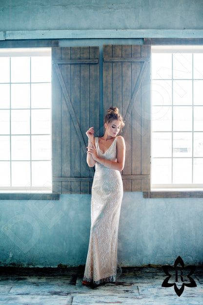 Ramiela Open back Sheath/Column Sleeveless Wedding Dress 5