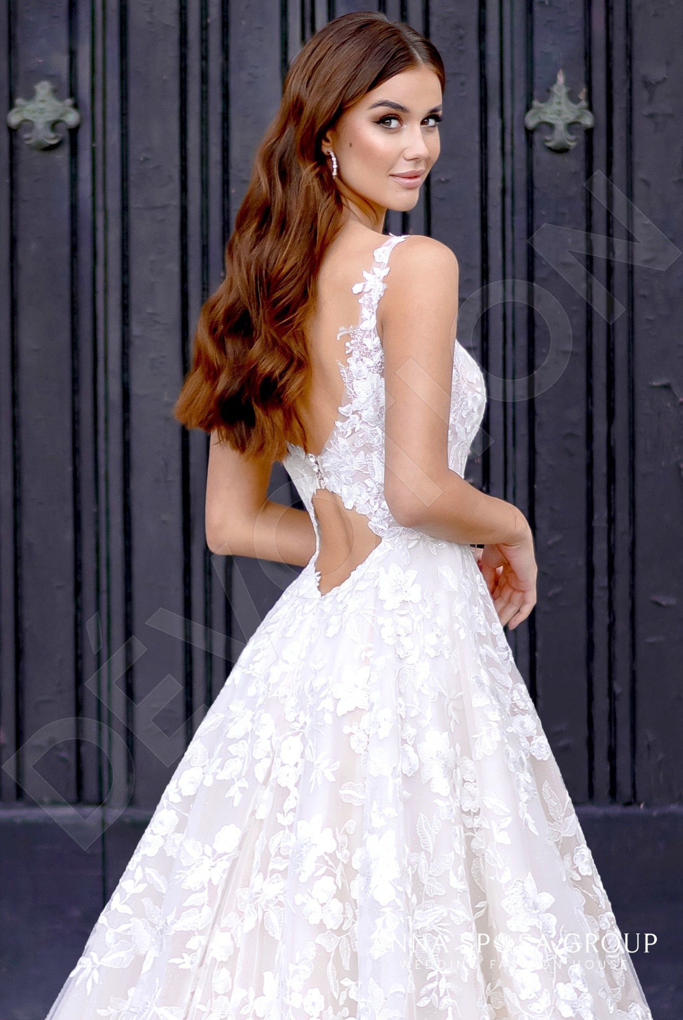 Damodara A-line Illusion Milk Powder Wedding dress